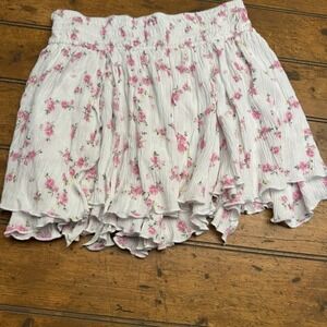 Sky To Moon Floral  Mini Skirt Elasticized‎ Ruffled Layer Stretchy Size Medium